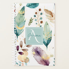 Agenda Monograma de Padrão Floral de Feathery