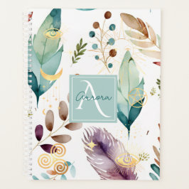 Agenda Monograma de Padrão Floral de Feathery
