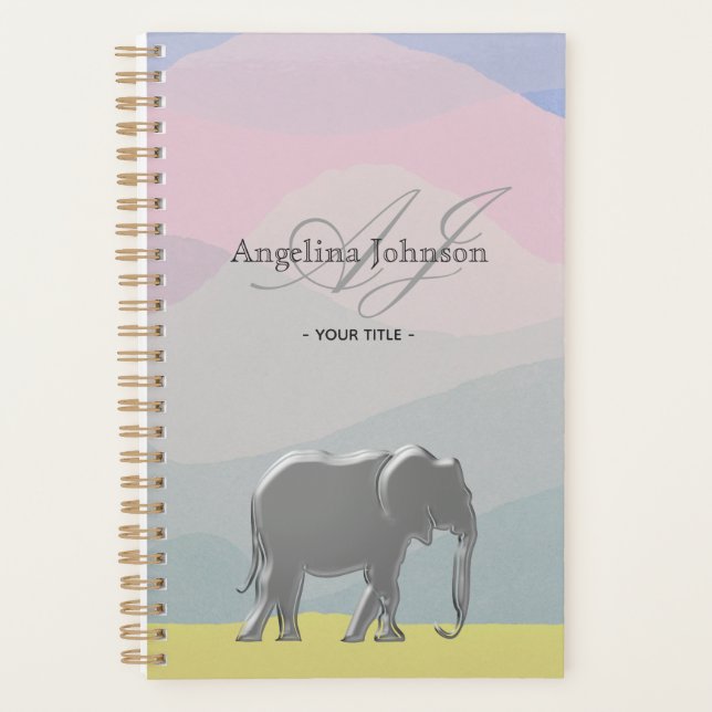 Agenda Monograma de Pastel Rosa (Frente)