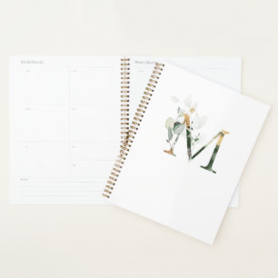 Agenda Monograma de Planner de Casamento M Elegante Green