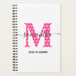 Agenda Monograma de Pontos Polka Rosa Feminino