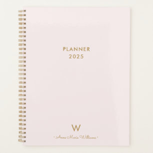 Agenda Monograma de Script Dourado Cor-de-rosa-Blush Mode