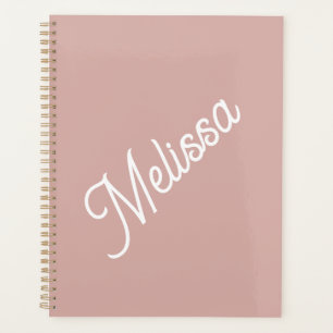 Agenda Monograma de script, rosa-pincel moderno