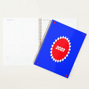 Agenda Monograma de Starburst Vermelho, Branco e Azul