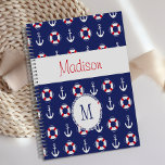 Agenda Monograma de Tendência Vermelha Marinho de Âncoras<br><div class="desc">Um Impressão Vermelho Marinho de Ancoras Náuticas divertido decora este cobrir de planejador e ele pode ser personalizado com sua inicial e seu nome. Correspondendo. Veja nossa linha de produtos de cheio em nossa loja Zazzle.</div>