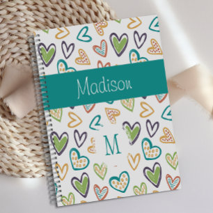 Agenda Monograma de tendências multicolorido desenhado 
