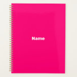 Agenda Monograma de texto de nome personalizado Fusca ros<br><div class="desc">Fúcsia rosa-quente minimalista e ano personalizado branco,  nome,  texto,  iniciais ou Planejador personalizado monograma. Texto branco personalizável sobre fundo de cor sólida rosa-claro a quente.</div>