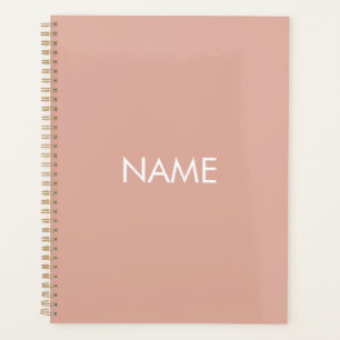 Agenda Monograma de texto personalizado, cor-de-rosa, com