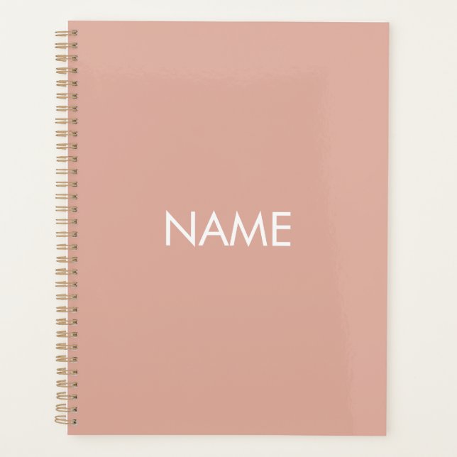 Agenda Monograma de texto personalizado, cor-de-rosa, com (Frente)