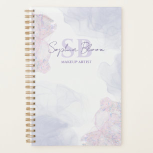 Agenda Monograma de Tinta de Aquarela Líquida Pastel Eleg