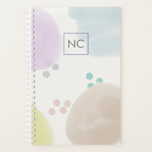 Agenda Monograma de Traços de Pincel Abstrato de Pastel C