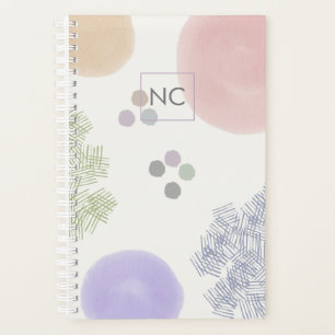 Agenda Monograma de Traços de Pincel Abstrato de Pastel C