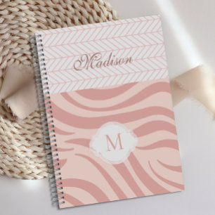 Agenda Monograma de Trendência Geométrica de Zebra Rosa M