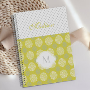 Agenda Monograma de Trendy Pontos de Cinza Chartreuse