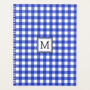 Agenda Monograma de Verificação de Gingham Azul