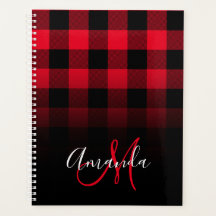 Monograma de Xadrez de Buffalo Vermelho e Negro