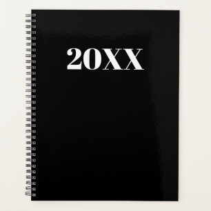 Agenda Monograma do ano de tipografia moderna branco-pret