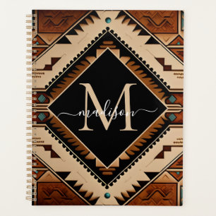 Agenda Monograma do Estilo Boho da Cultura Indiana Nativa