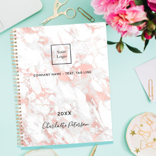 Agenda Monograma do logotipo comercial, rosa dourado, 202