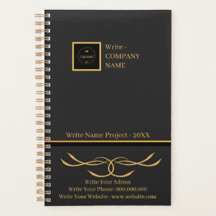 Agenda Monograma do logotipo da empresa preto e Dourado