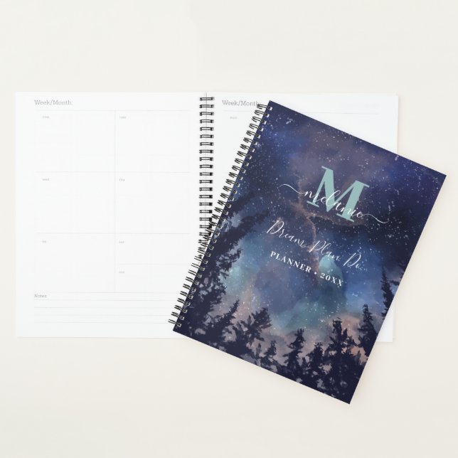 Agenda Monograma do Nome Personalizado da Floresta do MId (Exibição)