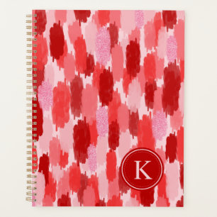Agenda Monograma do padrão de pincéis Abstrato cor-de-ros