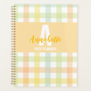 Agenda Monograma do Pastel Azul Amarelo Cor Verde Laranja