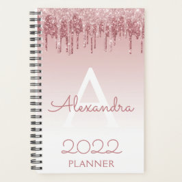 Agenda Monograma do Sparkle cor-de-rosa-claro-claro-Doura