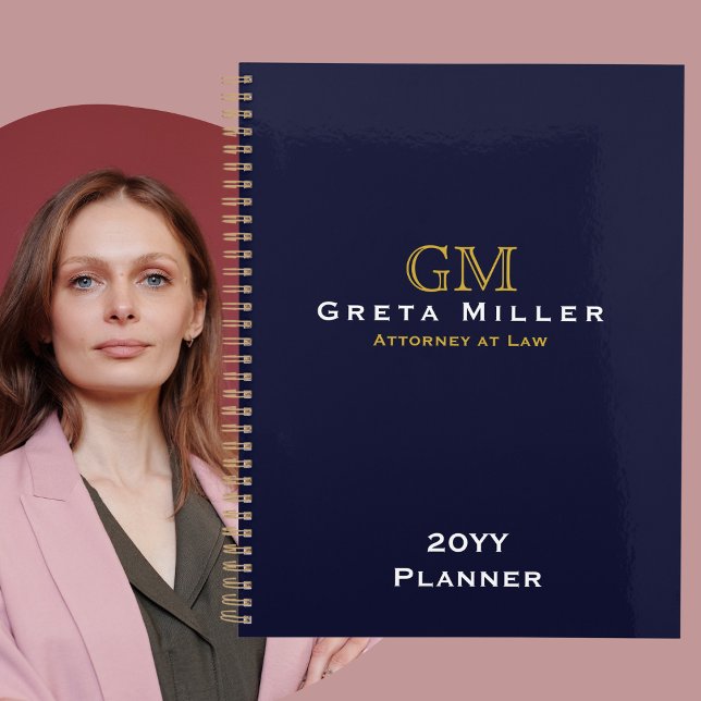 Agenda Monograma Dourado Clássico Simples Elegante Anual (Criador carregado)