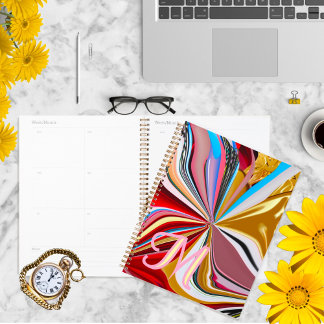 Agenda Monograma Dourado colorido Liquify Abstrato