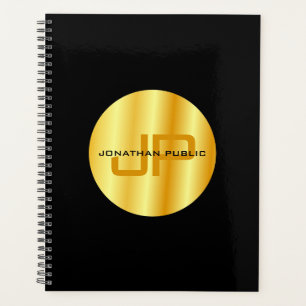 Agenda Monograma Dourado de tendências do Modelo preto e