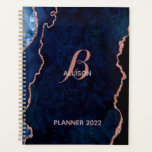 Agenda Monograma Dourado do Rosa Marinho moderno<br><div class="desc">Um design de ouro moderno,  marinho e rosa é o pano de fundo para esse planejador elegante. Seu monograma em uma fonte de caligrafia de na moda é a peça central dessa design chic. Adicione seu nome ao planejador e torne-o exclusivamente seu.</div>