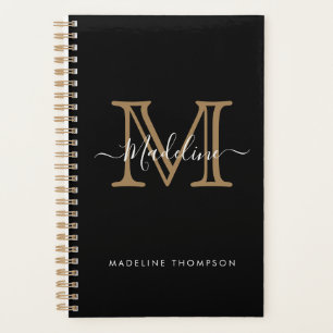 Agenda Monograma Dourado Elegante Moderno