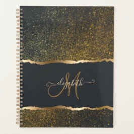 Agenda Monograma Dourado Elegante Moderno