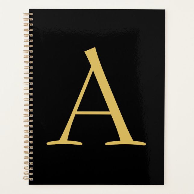 Agenda Monograma Dourado Preto (Frente)