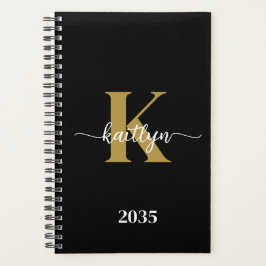 Agenda Monograma Dourado Preto