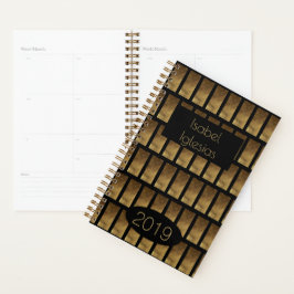 Agenda Monograma Dourado Preto 2019 I Elegante