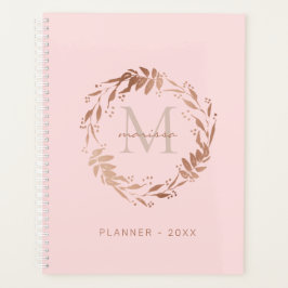 Agenda Monograma Dourado  Rosa Rosa Rosa Cinza