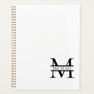 Agenda Monograma e Nome Elegante Personalizados Branco
