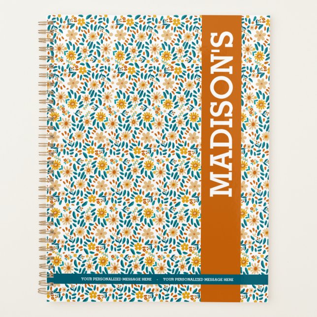 Agenda Monograma e Nome Floral Personalizado (Frente)