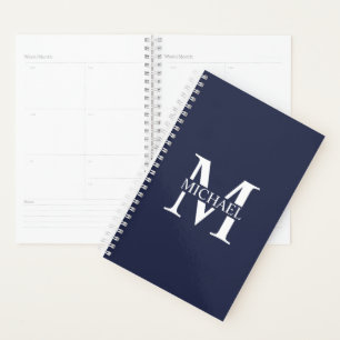 Agenda Monograma e Nome Personalizados Azul-marinho