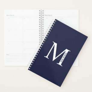 Agenda Monograma e Nome Personalizados Azul-marinho