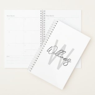 Agenda Monograma e Nome Personalizados de Script Moderno