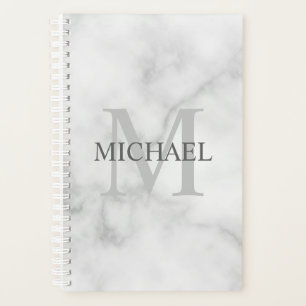 Agenda Monograma e Nome Personalizados do Mármaco Branco