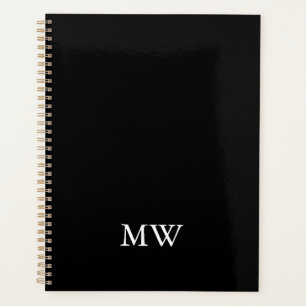 Agenda Monograma elegante clássico, em preto e branco