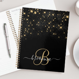 Agenda Monograma Elegante Glitter Diamond Glitter Dourado