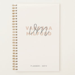 Agenda Monograma Elegante Ivory Cream Moderno Minimalista