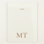 Agenda Monograma Elegante Mínimo<br><div class="desc">Planeador de Monograma Elegante mínimo. Personalize com os iniciais de ano e monograma.</div>