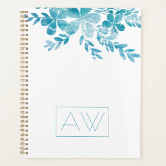 Agenda Monograma Elegante Simples Moderno Floral Branco A