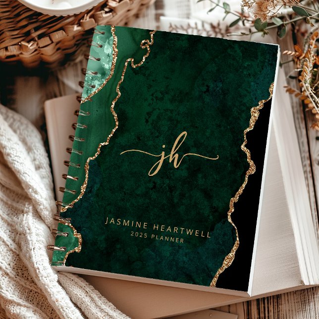 Agenda Monograma Emerald Green Agate 2025 (Criador carregado)
